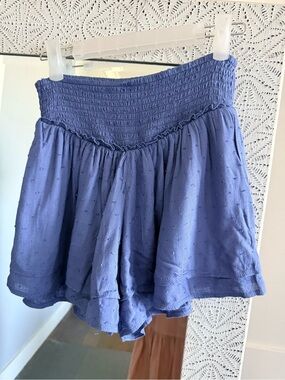 Hollister Periwinkle Smocked High-Rise Skirty Short